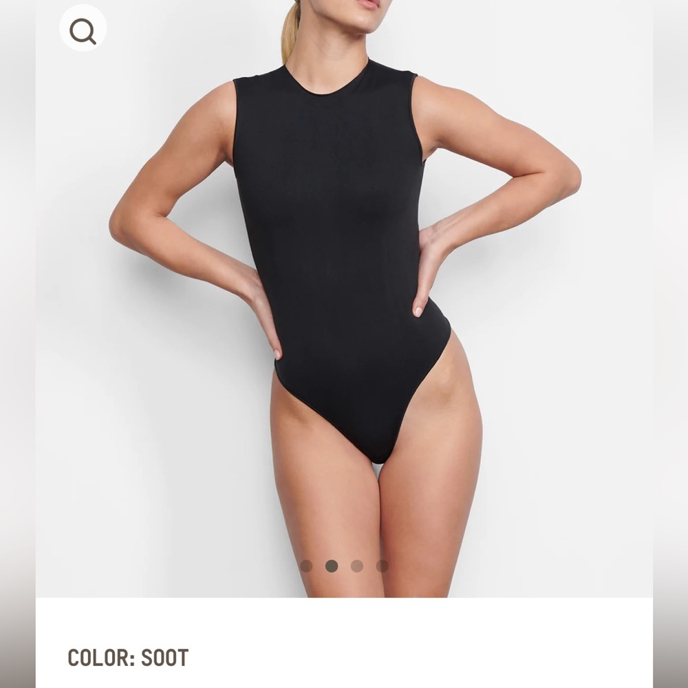 SKIMS Essential Crew Neck Sleeveless Bodysuit in Soot